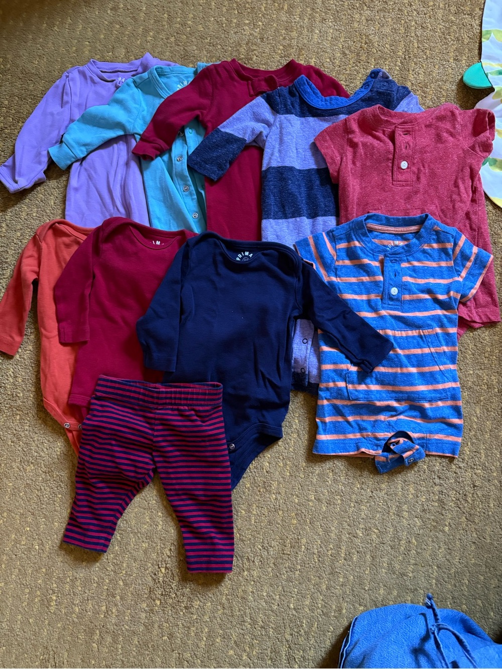 Primary Mixed Color Baby One-Piece & Pants Set - Navy, Red, Purple, Teal, Coral